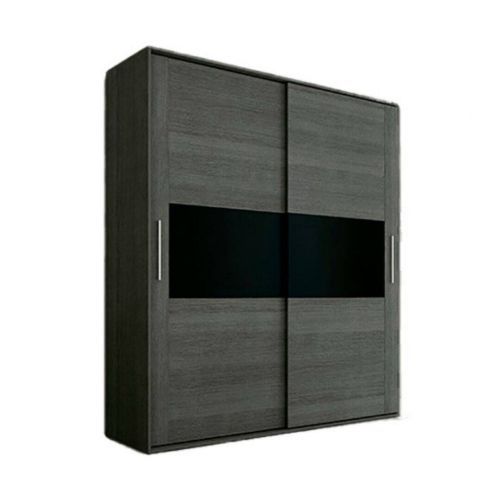 Roupeiro Duas Portas em Cinza com detalhe Preto