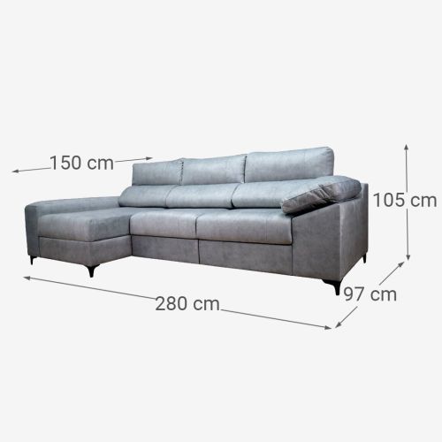 Sofá Chaise Longue RAGA conversível em cama esquerda