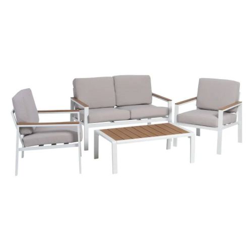 Conjunto de Jardim Mesa e Cadeiras Branco 605529