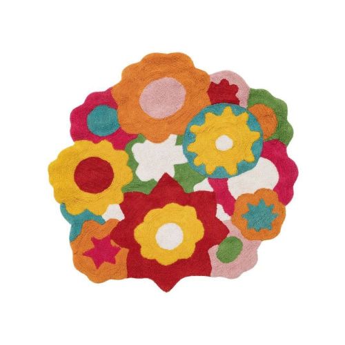 Tapete Infantil de 100 cm em AlgodÃ£o com Flores Multicoloridas 608539