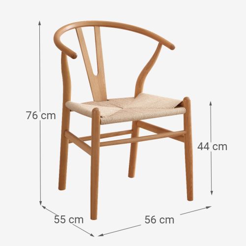 Cadeira de Madeira FIONA Assento em Fibra Natural