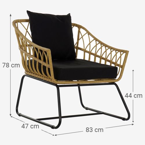 Cadeira de Rotim Sintético e Metal MB-178990 com Almofadas
