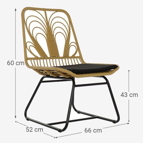 Cadeira de Rotim Sintético e Metal MB-178991 com Almofadas