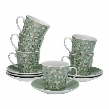 Conjunto de 6 Chávenas de Chá BELLIS em Porcelana com Flores 20090537