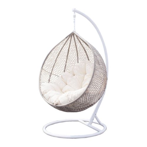 Poltrona suspensa de jardim KIEV Branco Aço-Fibra sintética