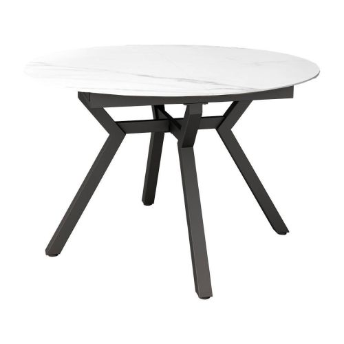 Mesa de Jantar Redonda 120 cm Estrutura Metálica Preta e Porcelana ROSS