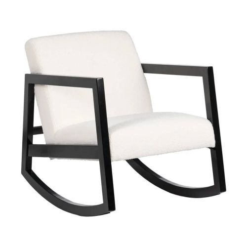 Cadeira de Balanço em Lã SELMA com Estrutura de Madeira Preta 608280
