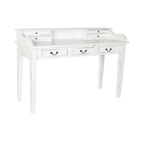 Mesa Caobilla branca quebrada vintage com furo e gavetas MB-211291