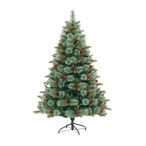 Árvore de Natal com Azevinho com Base de Metal 210cm