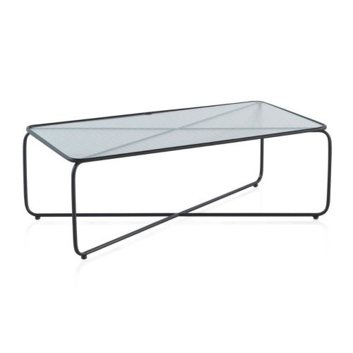 Mesa de centro metálica com vidro GABAR 10324
