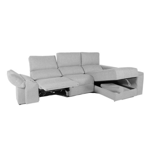 Sofá Chaise Longue á Direita com Baú VICTORIA Sistema Relax Elétrico