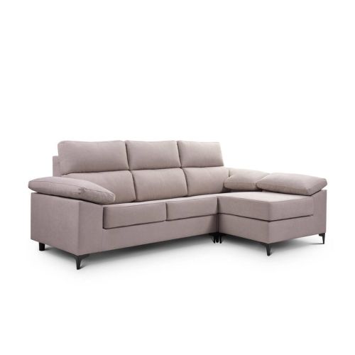 Chaiselongue Reversível 255 cm DAMA em Tecido com Pernas Metálicas