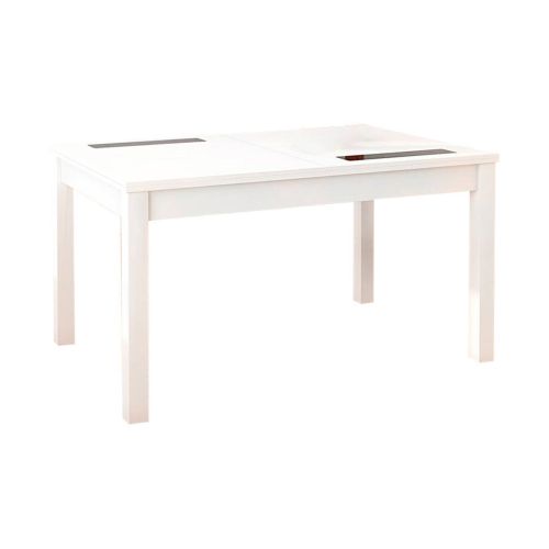 Mesa de jantar modelo LARA 140x90cm extensível em cor madeira e branco