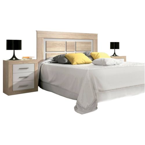 Conjunto de quarto com cabeceira e duas mesas de cabeceira Lara em cores diferentes
