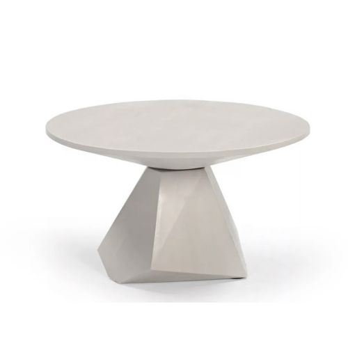 Mesa de centro em madeira de mangueira redonda branca MB-213346