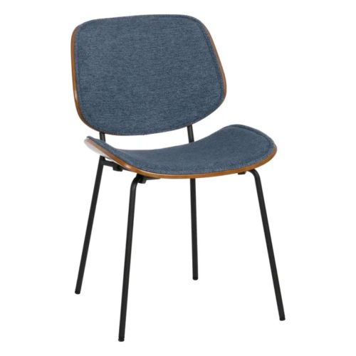 Cadeira de Jantar em Madeira SPOOK com Tecido Azul 609456