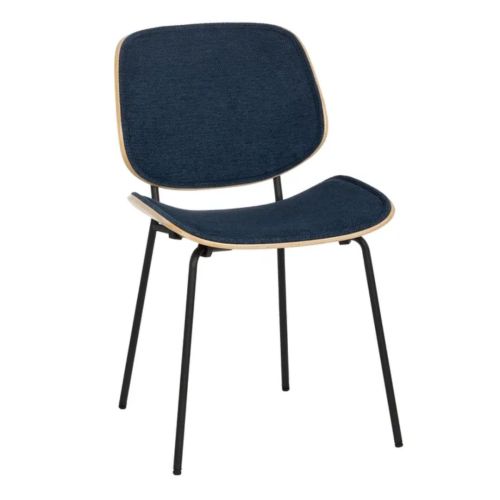 Cadeira de Jantar em Madeira SPOOK com Tecido Azul Marinho 609458