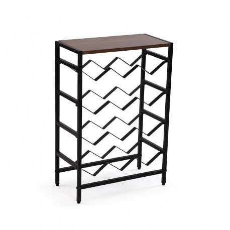 Armário de bar 12 garrafas de madeira MDF escuro - Metal preto 21300085