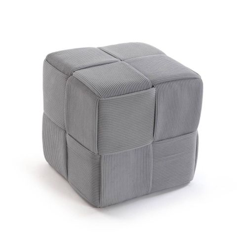 CORDUROY Puff Quadrado Algodão Recheado Estrutura Algodão MDF Cor Cinzento 22670003
