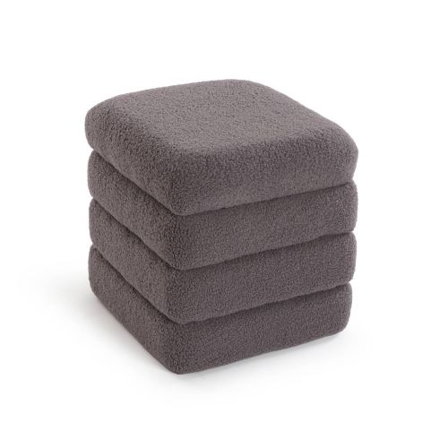 Pufe TEDDY Quadrado Tronco Algodão Recheado Estrutura Algodão MDF Cinzento 22670007