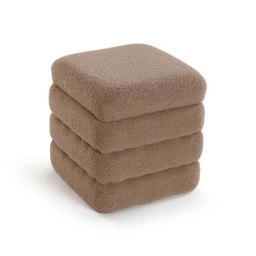 Pufe TEDDY Quadrado Tronco Algodão Recheado Estrutura Algodão MDF Castanho 22670006