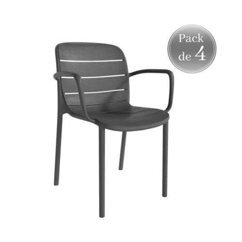 Conjunto de 4 cadeiras empilháveis CANCÚN em polipropileno