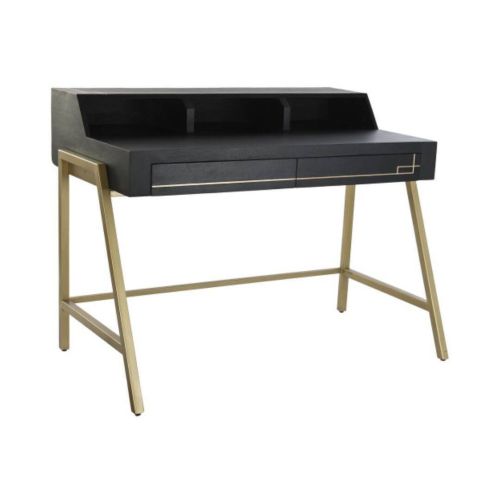 Mesa em Madeira de Manga e Metal com Acabamento Preto e Dourado MB-182710