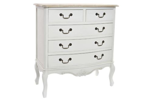 Cómoda de madeira 80x90 cm com 5 gavetas Branco-Natural MB-146698