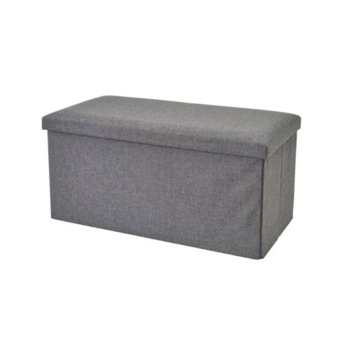 Pufe Desmontável Cinzento Escuro com Baú