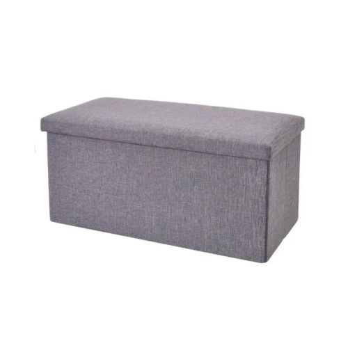 Pufe Desmontável Cinzento Claro com Baú