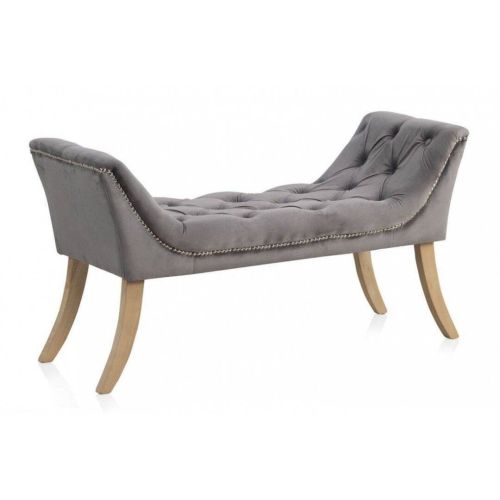 Banco estofado com veludo cinza GABAR 10279