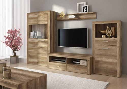 Composição de sala de 300cm na cor madeira manchada. Modelo TEXAS